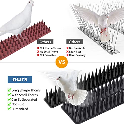 Bird Spikes, 20 Pack Bird Squirrel Raccoon Pigeon Cat Animal Deterrent Spikes for Outside Anti Bird Defender Spikes Outdoor to Keep Birds Away