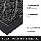 Yimobra Durable Front Door Mats, Heavy Duty Water Absorbent Mud Resistant Easy Clean Entry Outdoor Indoor Rugs,Non Slip Backing, Exterior Mats for Outside Patio Porch Farmhouse,36 x 24, Black