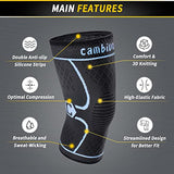 CAMBIVO 2 Pack Knee Brace, Knee Compression Sleeve Support for Men and Women, Knee Pads for Running, Hiking, Meniscus Tear, Arthritis, Joint Pain Relief (Blue, Small)