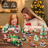 HOGOKIDS Christmas Advent Calendar Building Set - 2023 Countdown Playset 24 Collectible Surprises for Kids Christmas Toys Includes Santa Claus Tree Train House Blocks Boys Girls 6-12+ Year (1122 PCS)