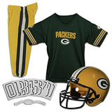 Franklin Sports Green Bay Packers Kids NFL Uniform Set - Youth NFL Team Jersey, Helmet, Pants + Apparel Costume - Official NFL Gear -Youth Medium