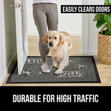 Gorilla Grip 100% Waterproof All-Season WeatherMax Doormat, Durable Natural Rubber, Stain and Fade Resistant, Low Profile, Indoor Outdoor Door Mats, Easy Clean Patio Entrance Mat, 17x29, Stone Paws