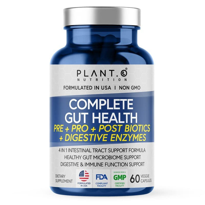 4-in-1 Prebiotic Probiotic & Postbiotic for Women & Men, Complete Gut & Digestive Support Supplement, Pre Post Probiotics & Digestive Enzymes 60 Capsules