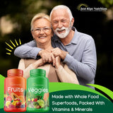 Just Ripe Nutrition Fruits and Veggies Supplement - 90 Fruit and 90 Vegetable Capsules - 100% Whole Natural Superfood - Filled with Vitamins and Minerals - Supports Energy Levels (1 Pack)