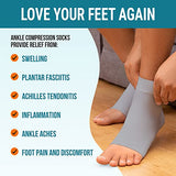 KEMFORD Ankle Compression Sleeve - 20-30mmhg Open Toe Compression Socks for Swelling, Plantar Fasciitis, Sprain, Neuropathy - Brace for Women and Men