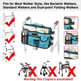 Double Sided Walker Bag, Walker Organizer Pouch Tote for Rollator and Folding Walker (Plaidblue)