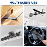 9Pcs Dusters for Cleaning Kit, Extendable Microfiber Duster Tools with 100" Long Pole, Retractable Gap Bendable Dust Cleaner, Reusable Washable Cleaning Supplie for Ceiling Fan Furniture Cars and Home