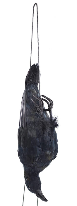 Etistta 17 inch Realistic Hanging Dead Crows Decoy Lifesize Extra Large Black Feathered Crow