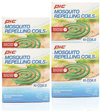 PIC Mosquito Repelling Coils, 10 Count Box, 4 Pack - Italian Coils, Mosquito Repellent for Outdoor Spaces - 40 Coils Total