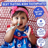 Jack N' Jill Natural Certified Toothpaste - Safe if Swallowed, Contains 40% Xylitol, Fluoride Free, Organic Fruit Flavor, Makes Tooth Brushing Fun for Kids - Blueberry & Raspberry 1.76 oz (Pack of 2)