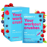 EBOOST POW Natural Pre Workout Powder – 15 Packets - Blue Raspberry - A Pre Workout Supplement for Performance, Joint Mobility Support, Energy, Focus - Men & Women - Non-GMO, Gluten-Free, No Creatine