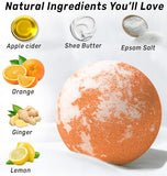 Natural Detox Fizzing Bubble Bath Bombs Apple Cider Ginger & Lemon Essential Oils Cleanse Hydrate Skin Extra Large USA Made Relaxing Bath Bomb Spa Gift Set for Women Organic Bath Bombs for Women & Men
