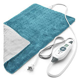 Pure Enrichment® PureRelief™ XL Heating Pad - 12" x 24" Electric Heating Pad for Back Pain & Cramps, 6 InstaHeat™ Settings, Machine Wash, Soft Microplush, Auto Shut-Off & Moist Heat (Blue)