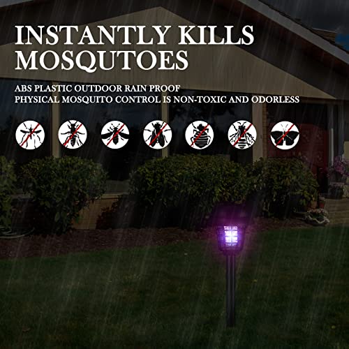 4 Pcs Solar Bug Zapper Waterproof Outdoor Mosquito Zapper Mosquito Killer and Lighting Mosquito Repellent Lamp for Indoor Outdoor Use Garden Patio, Purple and White Light (Retro Black, Plastic)