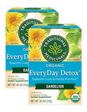 Traditional Medicinals Organic EveryDay Detox Dandelion Herbal Tea, Supports Liver & Kidney Function, (Pack of 2) - 32 Tea Bags Total