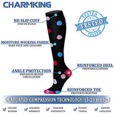 CHARMKING Compression Socks for Women & Men (8 Pairs) 15-20 mmHg Graduated Copper Support Socks are Best for Pregnant, Nurses - Boost Performance, Circulation, Knee High & Wide Calf (L/XL, Multi 20)