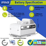 TenHutt 【Upgrade with DC Port】 24V 6.0Ah Replacement Battery for Snow Joe, Sun Joe, Power Joe, Aqua Joe 24V iON+ Tools 24BAT-LTX 24VBAT-LTW 24VBAT-LTE 24VBAT-LT 24VBAT Lithium Ion Power Tool Battery