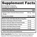 NATURELO Vegan Zinc Whole Food Complex Supplement with Vitamin C for Immune Support and Healthy Skin, Hair, and Nails - Twin Pack, 240 Capsules