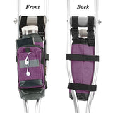 Crutch Bag Lightweight Crutch Accessories Storage Pouch with Reflective Strap and Front Zipper Pocket for Universal Crutch Bag to Keep Item Safety (Purple)