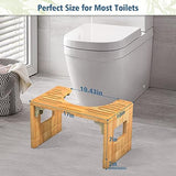 Bamboo Toilet Stool Squat 7in & 9in Adjustable Heights, Foldable Poop Stool for Bathroom Adults Kids, Potty Stool with Non-Slip Layer to Improve Bathroom Posture and Comfort, 400 lbs Capacity