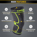 CAMBIVO 2 Pack Knee Brace, Knee Compression Sleeve for Men and Women, Knee Support for Running, Workout, Gym, Hiking, Sports (Green,X-Large)