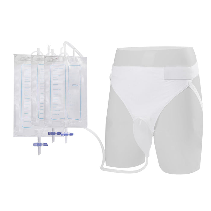 ENLUNTRA Wearable Urinary Drainage Bag for Men，Reusable Urine Collection Bag，Adjustable External Catheter for Men，Elderly Urinal with Urine Catheter Bags(2000 ML*1+1000 ML*2) for Bedridden Patients