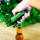 7-in-1 Dispatcher Tactical Knife with Glass Breaker, Seatbelt Cutter,Steel Serrated Blade,Flashlight,Fire Starter,Bottle Opener and Carrying bag, Good for Military Emergency Outdoor Rescue (Green)