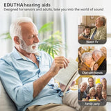 EDUTHA Hearing Aids, Rechargeable Hearing Aids for Seniors & Adults with Noise Cancelling, Behind-The-Ear Hearing Amplifier Personal Sound Amplification Devices with Portable Charging Case, Gold