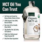 Natural Force Organic MCT Oil – Pure Glass Bottle – Made from 100% Cold Pressed Virgin Coconut Oil + Certified Keto, Paleo, Kosher, Vegan & Non-GMO – Lab Tested for Quality and Purity - 32 Ounce