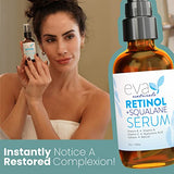 Eva Naturals Anti-Aging 1% Retinol Serum For Face - Granactive Retinoid with Squalane Dark Spots, Fine Lines & Wrinkles - Collagen Boosting Moisturizer - Pure Retinol Night Serum for Face (2 Oz)