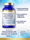 Buffered Magnesium Bisglycinate 665 mg | 250 Capsules | Chelated Essential Mineral | Non-GMO and Gluten Free Supplement | by Carlyle
