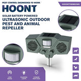 Hoont Solar Powered Motion Activated Ultrasonic with Flashing Strobe Light Outdoor Animal, Deer and Pest Repeller