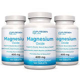 Magnesium 400mg [High Potency] Supplement – Magnesium Oxide for Immune Support, Muscle Recovery, Leg Cramps, Relaxation - 3 Pack | Total 360 Count