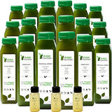 Raw Fountain 3 Day Green Juice Cleanse, All Natural Raw, Vegan Detox, Weight Management Program, Cold Pressed Juice, 18 Bottles 12oz, 3 Ginger Shots