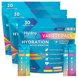 HydroMATE Electrolytes Powder Drink Mix Packets Hydration Accelerator Low Sugar Rapid Party Relief Plus Vitamin C Variety Pack 90 Count