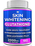 Glutathione Whitening Pills - 180 Capsules 2000mg Glutathione - Effective Skin Lightening Supplement - Dark Spots, Melasma & Acne Scar Remover, Hyperpigmentation Treatment - Anti-Aging Antioxidant
