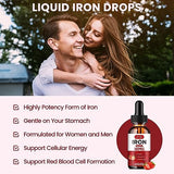 Liquid Iron Supplement for Women & Men Iron Drops Iron Supplements for Anemia with Folate, Vitamin C, B12 for Red Blood Cell Support-Strawberry, 2 Fl Oz