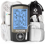 AUVON Rechargeable TENS Unit Muscle Stimulator, 24 Modes 4th Gen TENS Machine with 8pcs 2"x2" Premium Electrode Pads for Pain Relief
