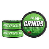 Grinds Coffee Pouches | 3 Cans of Mint Chocolate | Made in the USA | 18 Pouches Per Can | 1 Pouch eq. 1/4 Cup of Coffee (Mint Chocolate)