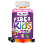 Feel Great Fiber Gummies for Kids Digestive Support | Constipation Relief for Kids | Fruity Flavored Chewable Kids Fiber Gummies | Vegetarian Supplements | 60 Day Supply