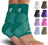 Sleeve Stars Ankle Brace for Women & Men, Achilles & Plantar Fasciitis Relief Compression Sleeve, Foot Brace with Ankle Support Strap, Heel Protector Wrap for Pain, Tendonitis & Sprain (Pair/Turquoise)