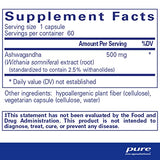 Pure Encapsulations Ashwagandha - 500 mg Ashwagandha Extract - Metabolism & Stress Support - Immune Support - GMO Free & Vegan - 60 Capsules