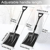 Snow Shovel, New Winter Snow Removal Tool, Detachable Three-Part Adjustable Long Handle, Large Capacity Black Lightweight Portable Sport Utility Shovel for Driveway Car, Aluminum Camping Snow Shovel