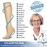 CHARMKING Compression Socks for Women & Men (8 Pairs) 15-20 mmHg Graduated Copper Support Socks are Best for Pregnant, Nurses - Boost Performance, Circulation, Knee High & Wide Calf (S/M, Nude)