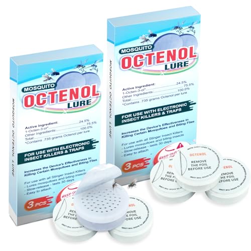 Hodiax Octenol Pest Lures 180 Days Supply 2023 Upgraded, 3PCs Biting Insect Attractant Refill Cartridges for Fly Traps, Bug Zappers, Mosquito Attractants, Universal Fit (2 Pack)