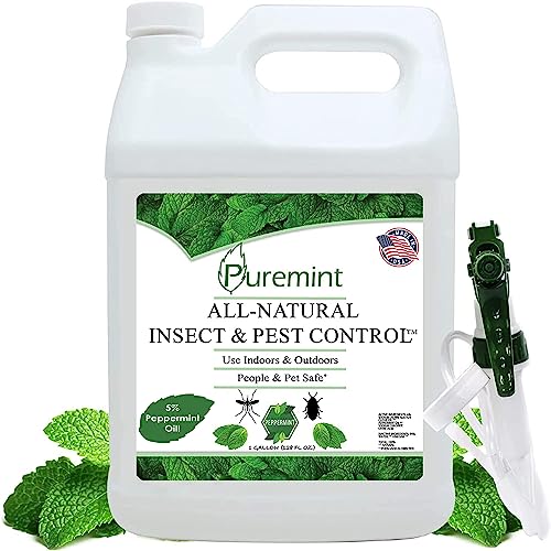 Puremint Insect & Pest Control, Powerful & Natural 5% Peppermint Oil Spray for Ants, Spiders, Bed Bugs, Dust Mites, Roaches and More - Indoor and Outdoor Use, 128 fl oz Gallon