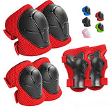 Kids Protective Gear Set Wemfg Knee Pads for Kids 7-13 Years Toddler Knee and Elbow Pads with Wrist Guards 3 in 1 for Skating Cycling Bike Rollerblading Scooter(Red)