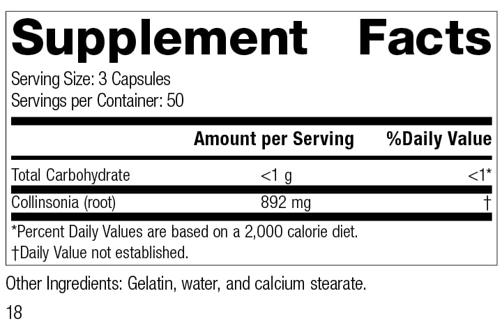 Standard Process Collinsonia Root – Whole Food Supplement with Collinsonia Root – 150 Capsules