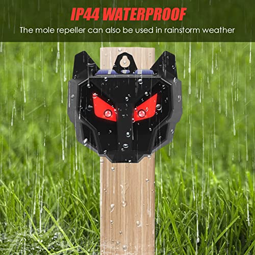 4 Pack Solar Powered Animal Repellent, Nighttime Animal Deterrent Repellent with Red LED Lights Waterproof Wild Animal Predator Deterrent Repel Coyote, Raccoon, Fox, Skunk from Yard Farm Animal Model