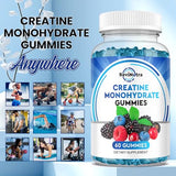 Creatine Monohydrate Gummies for Men & Women, Chewables Creatine Monohydrate with Vitamin B12 for Muscle Growth & Recovery-Vegan, Mixed Berry Flavor, 60 Gummies